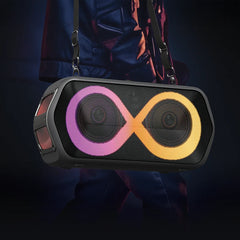 Platinum Rover Portable Bluetooth Speaker | Rugged Outdoor Boombox with RGB Lights, 9-Hour Playtime, and Karaoke Mic Input