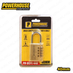 Powerhouse by Winland 30mm Brass Combination Padlock 3Dials w/ Solid Brass|Pin Cylinder PH-BCPL