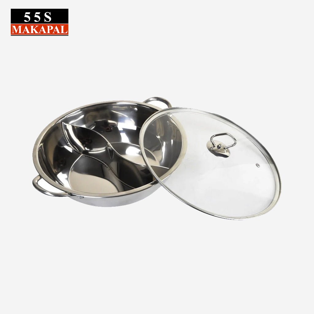 555 2n1 Induction Hot - Pot Shabu - Shabu with Dual Side Stainless Steel & Lid Glass 9778 - Winland Depot