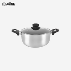 Masflex 24cm Aluminum Satin Series Non Stick Induction Casserole With Glass LID BB-24CS