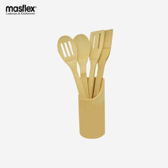 Masflex 4 Pieces Bamboo Utensil Set With Holder BE-04