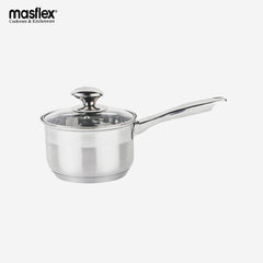 Masflex 16cm Stainless Steel Induction Saucepan with Glass Lid CI-169P