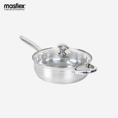 Masflex 20cm Stainless Steel Induction Frypan with Glass Lid CI-20FP