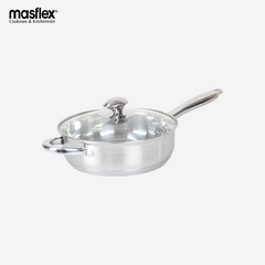 Masflex 24cm Stainless Steel Induction Frypan with Glass Lid CI-24FP