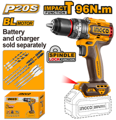 P20S/20V Lithium-Ion Cordless Impact Drill 96NM CIDLI209681 ING-COR