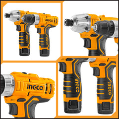 Ingco P20S 20V Lithium-Ion Cordless 2Pcs Combo Kit Cordless Impact Driver & Cordless Drill CKLI1201