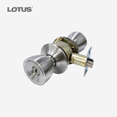 Lotus Cylindrical Entrance Door Knob Lockset Stainless / Antique Brass CL 588/ET-US32D