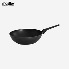 Masflex 28cm Forged Cook Safe Non-Stick Induction Wok with Glass Lid CO-28WK