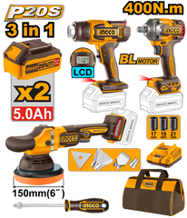 P20S/20V 3PCS Combo Kit with Lithium-Ion Cordless Impact Wrench COSLI240863 ING-COR