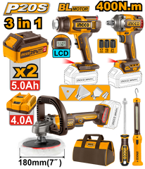 P20S/20V 4PCS Combo Kit with Lithium-Ion Cordless Polisher COSLI241182 ING-COR