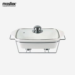 Masflex Glass Rectangular Casserole Food Warmer w/ Candle Stand Durable Pure Glass CX-70