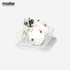 Masflex Dish Rack Organizer Tray in White Powder Coating Elegant Modern Design D-AE-895B