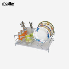 Masflex Dish Drainer w/ Coarse Utensil Holder w/ Box Chrome Plated Elegant Modern Design