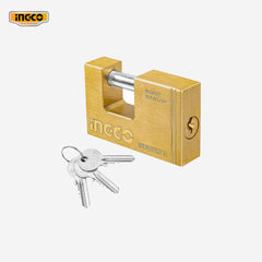 Ingco Ingco Heavy Duty Padlock Monoblock Lock w/ 3 pcs Keys, Solid Brass Block Rectangular Lock