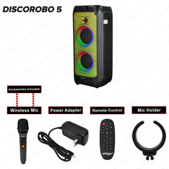 Konzert Disco Robo 5 / 2 x 5.5 Inch Party Box Portable Speaker System with Microphone