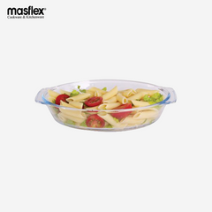 Masflex Oval Borosilicate Glass Pan Glass Bakeware for Lasagna Spaghetti 700mL FE-07L
