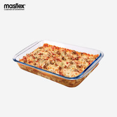 Masflex 1.6L Rectangular Borosilicate Glass Bakeware Baking Dish Microwave & Oven Safe