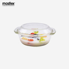 Masflex 2000 ml Borosilicate Glass Casserole with Cover L26 cm x W 23.2 cm x H 10.5 cm