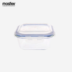 Masflex by 2200 ml Square Borosilicate Glass Food Container Storage FE-2200
