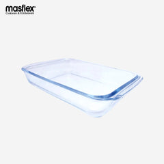Masflex 2.2liter Rectangular Borosilicate Glass Bakeware 100% Hygienic and Food Safe