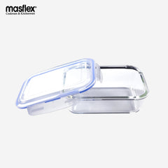 Masflex 370ml Rectangular Borosilicate Glass Food Container Storage 100% Food Safe