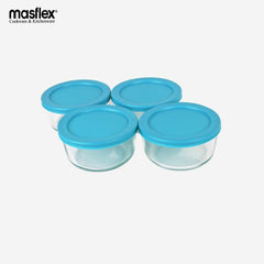 Masflex 4 Pieces Borosilicate Glass 450ml Food Container with Lid FE-450W/FE-450G