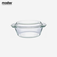 Masflex 700 ml Borosilicate Glass Casserole with Cover L18.6 cm x W 16 cm x H 8 cm FE-700