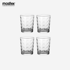 Masflex 4 piece of 414 ml Dotted Drinking Glass L 10 cm x W 8.7 cm x H 7.4 cm GB-14-4C