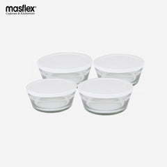 Masflex 300 ml 4 Piece Round Food Container with Cover GB-BS4-WHT