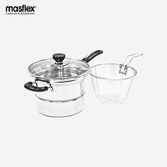 Masflex 18cm Stainless Steel Non Stick Induction Deep Fryer&Steamer Suitable All Stovetop