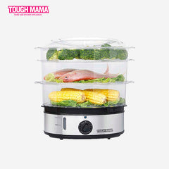 Tough Mama 9.0L, 3-layer stackable food steamer in stainless finish, Rapid Steam NTM-FS4