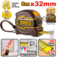 Ingco by Winland Steel Measuring Tape with Length & Width: 5m x 32mm | 8m x 32mm ING-HT