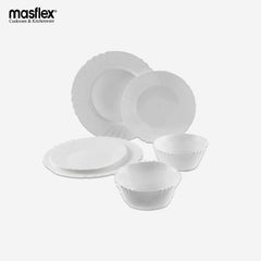 Masflex 6pieces Plain Opal Dinnerware Set Dishwasher & Microwave safe JT-101