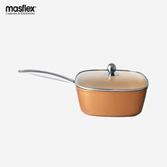 Masflex Forged Copper Non Stick Induction Square Casserole w/ Glass Lid 24cm NK-SC *