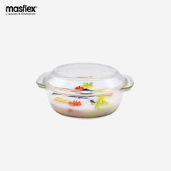 Masflex 1000 ml Borosilicate Glass Casserole with Cover L 20.6 cm x W 18 cm x H 8.5 cm