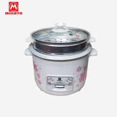 Mikata 1.2 Liter / 4 Cup Rice Cooker w/ Steamer Aluminum pot Glass Cover MIK-MKRC-1202G