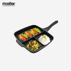 Masflex 3 in 1 Square Non Stick Induction Grill Pan in Die Cast Aluminum NF-2523
