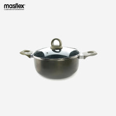 Masflex 22 cm Platinum Series Induction Non Stick Casserole w/ Tempered Glass Lid NK-P706