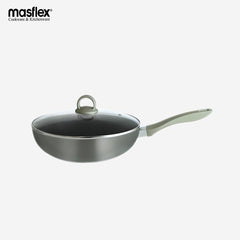 Masflex Platinum Series 32 cm Aluminum Non Stick Induction Wok w/ Glass Lid NK-P708