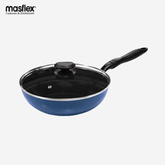 Masflex Non-Stick Induction Stir Fry pan with Glass Lid 24cm Frying Pan NS-CX-805