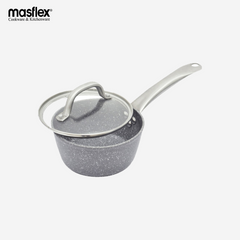 Masflex Kitchenware Forged Stone Non Stick Induction Sauce Pan w/ Glass Lid 16cm NS-FG55