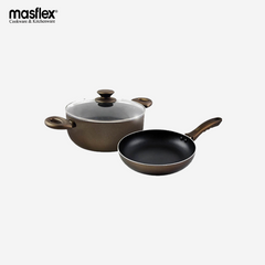 Masflex Master Class 20/24cm 3PCS Aluminum Non-Stick Induction Cookware Set w/ Glass Lid