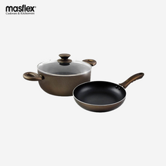 Masflex Master Class 20/24cm 3PCS Aluminum Non-Stick Induction Cookware Set w/ Glass Lid