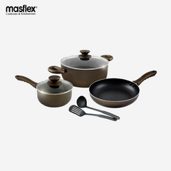 Masflex 7PCS Aluminum Non-Stick Master Class Induction Cookware Set w/ Glass Lid NS-X13