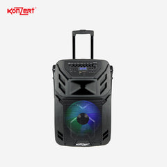 Konzert 12" 400W Powered Portable Rechargeable Trolley Speaker w/ 2 Wireless Mic PA-12