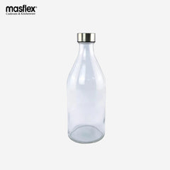 Masflex 1Liter Glass Round Water Container Bottle Pitcher with Silver LID QG-047
