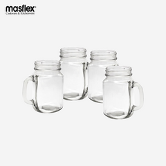 Masflex 450ml Glass 4 piece Glass Tumbler with Handle QG-095