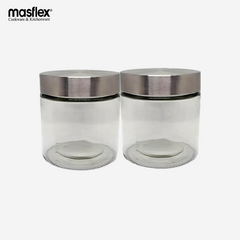 Masflex 2 Pieces Glass Jar with metal LID 800mL QM-0402
