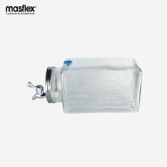 Masflex 3Liters Glass Dispenser with Metal Lid and Water Tap QM-1065