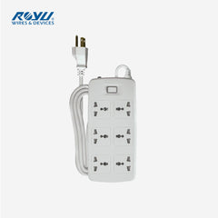 Royu 6 Outlets 2 Meter Extension Cord Overload and Surge Protected w/ One Switch
